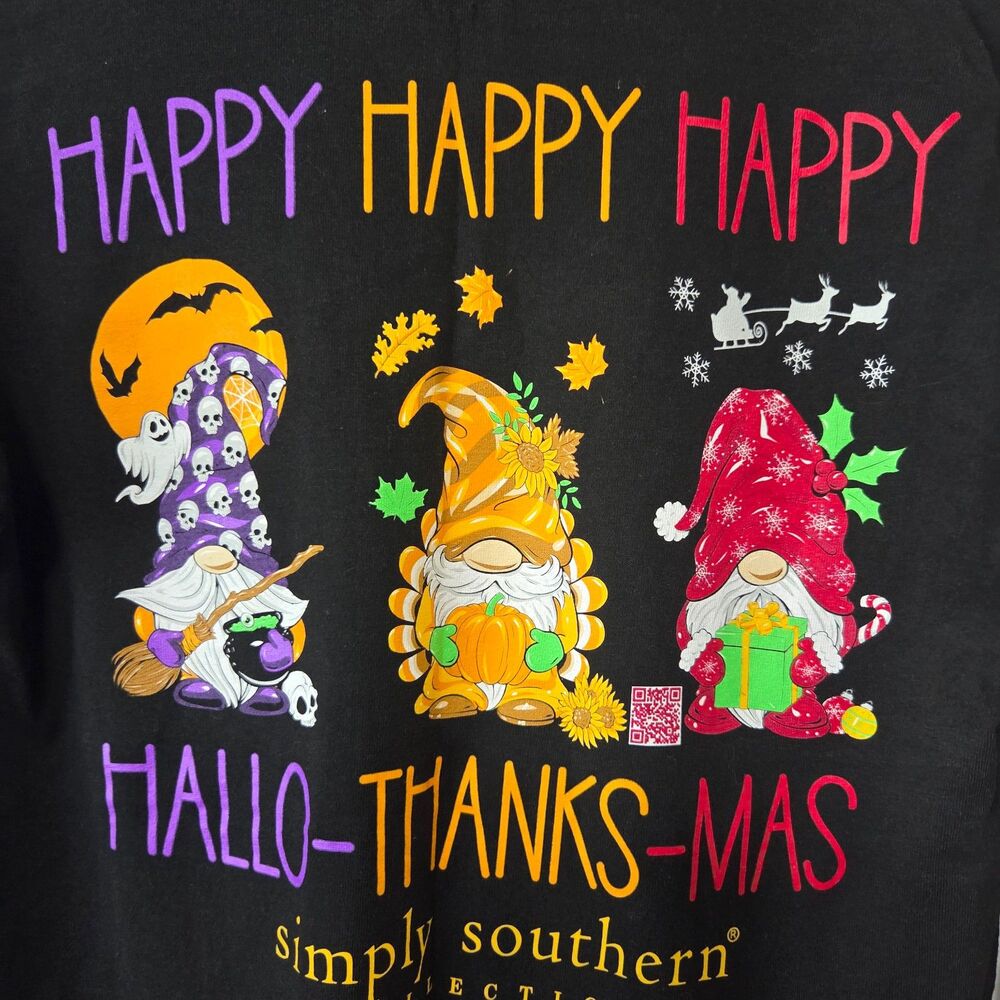 Simply Southern Happy Everything Shirt S Hallo Thanks Mas Gnome Long Sleeve